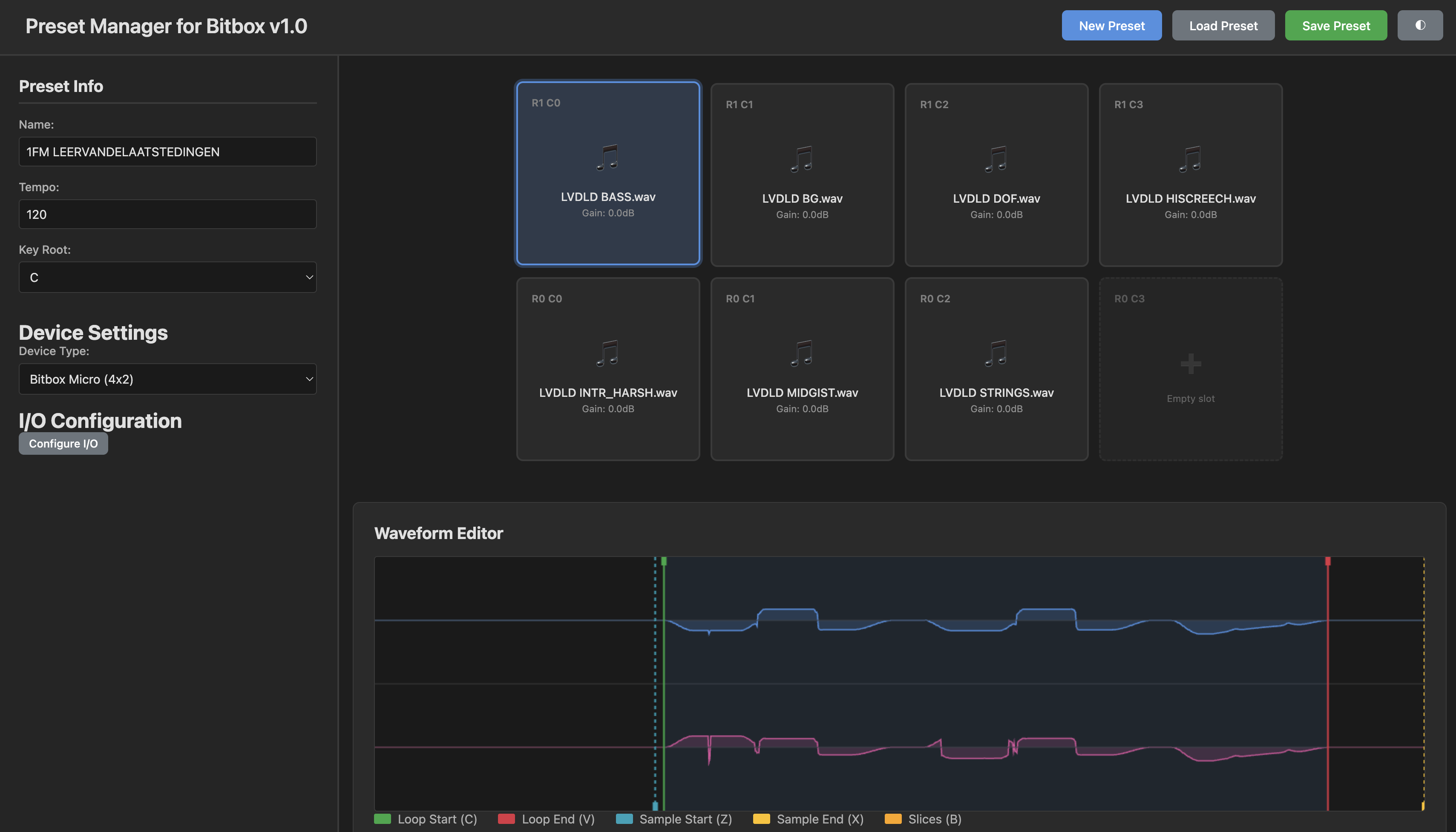 Preset Manager for Bitbox - Main Interface
